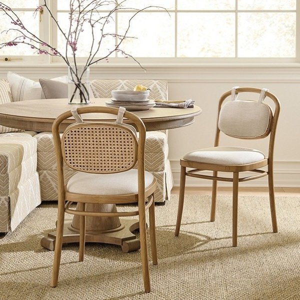 Bryce Dining Chair with Linen Cushion & Cane Back