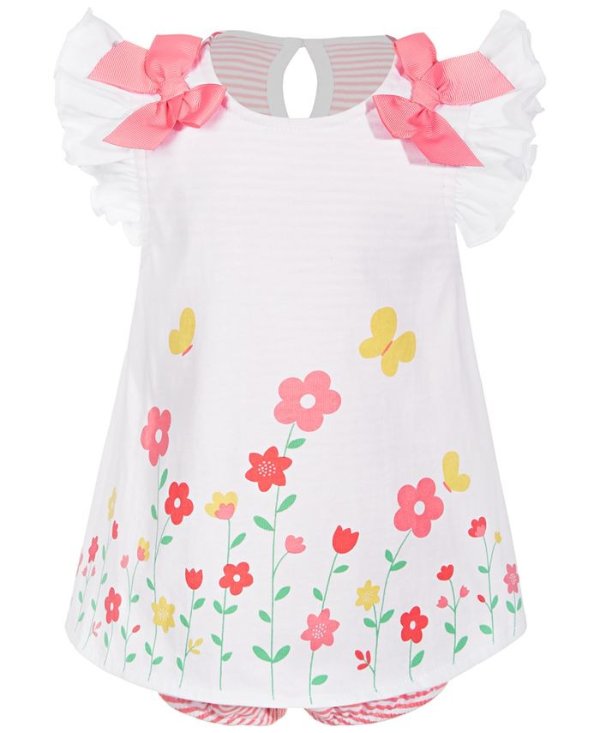 Baby Girls Flower Border Cotton Sunsuit, Created for Macy's