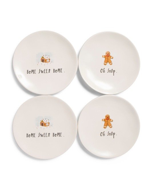 4pk Home Sweet Home Appetizer Plates