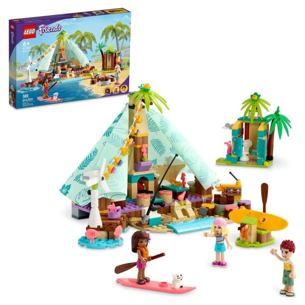 Friends Beach Glamping 41700 Building Kit; Creative Gift for Kids Aged 6 and up Who Love Nature Toys and Popular Glamping Trips (380 Pieces)