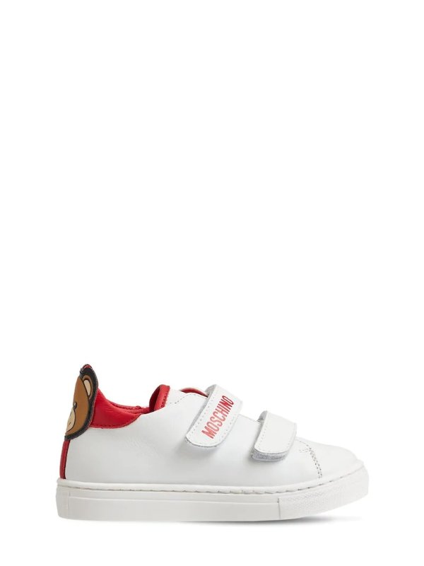 Leather strap sneakers w/ patch