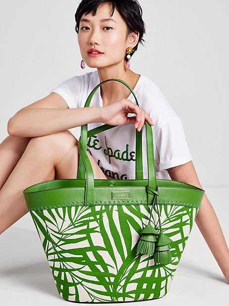 the pier palm fronds canvas medium tote