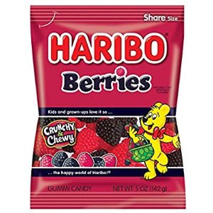 Haribo Gummi Candy, Berries, 5-Ounce Bags (Pack of 12)