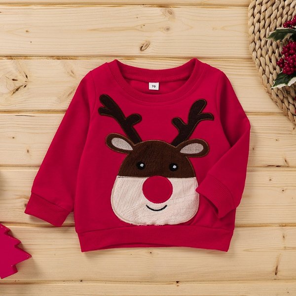 Christmas Baby Unisex casual Animal & Elk Pullovers New Year's Costume Children Warm Cloth