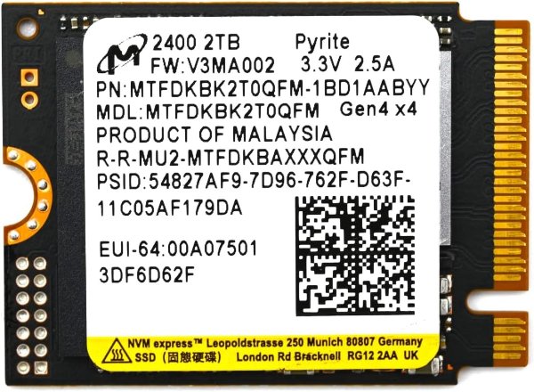 2400 2TB M.2 2230 NVMe PCIe 4.0x4 固态硬盘