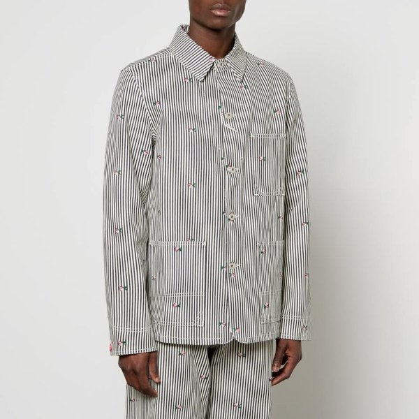 Embroidered Striped Denim Jacket