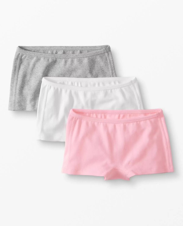 Girlshort Unders 3 Pack In Organic Cotton With Stretch