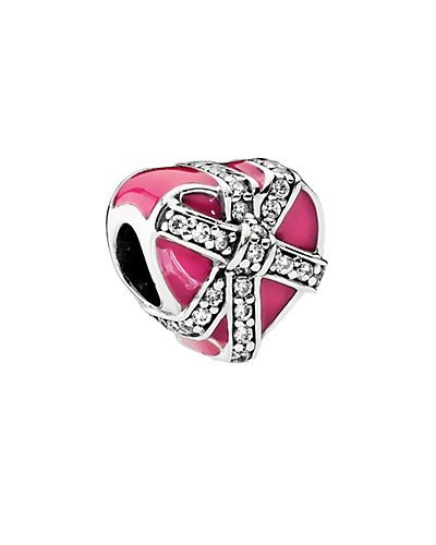 Silver CZ Magenta Gift of Love Charm