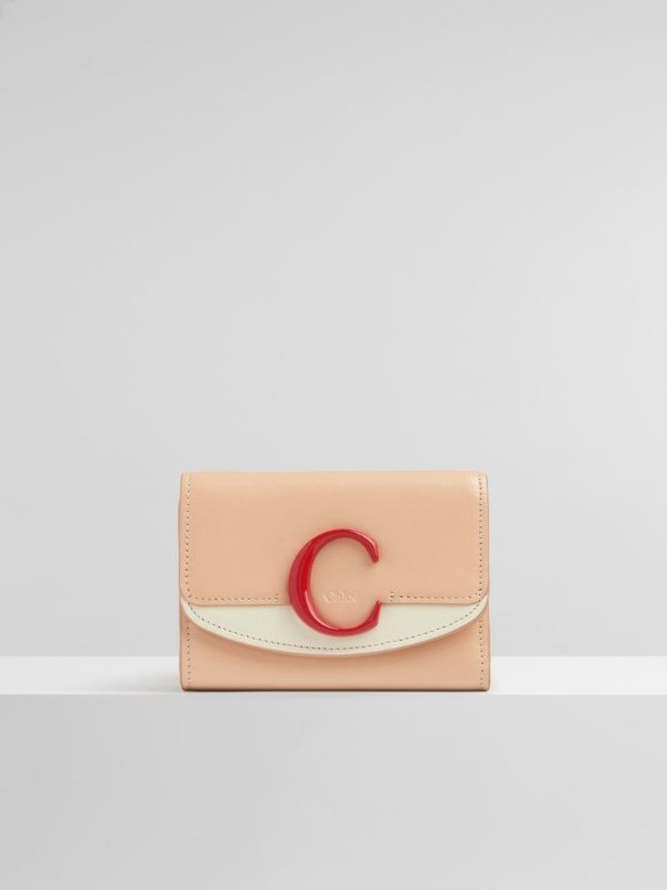 C Small Tri Fold Wallet In Shiny Calfskin | Chloe US