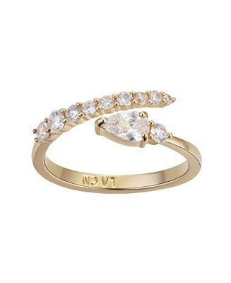 14Kt Gold Flash Plated Cubic Zirconia Adjustable Ring