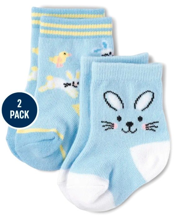 Baby Boys Bunny Midi Socks 2-Pack - multi clr