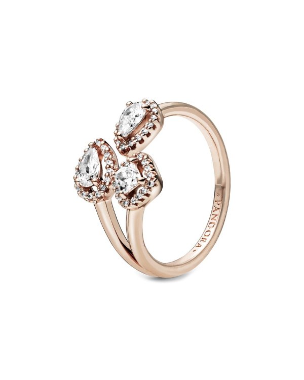Rose 14K Rose Gold Plated Geometric Shapes CZ Open Ring