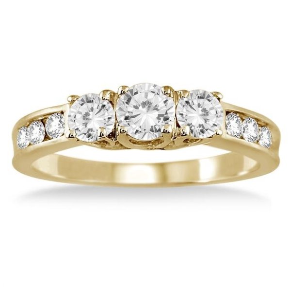 1 Carat TW Diamond Three Stone Ring in 10K Yellow Gold