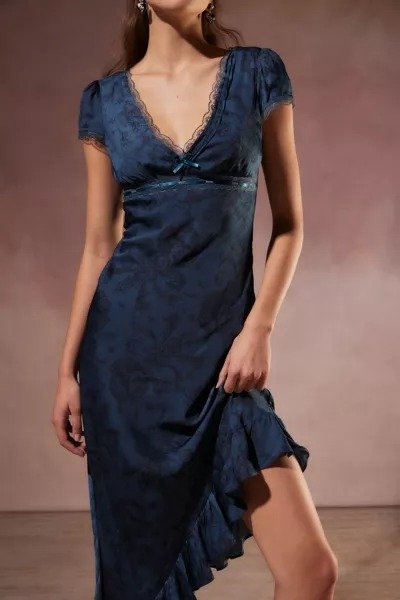 Cora Lace-Trim Asymmetrical Midi Dress