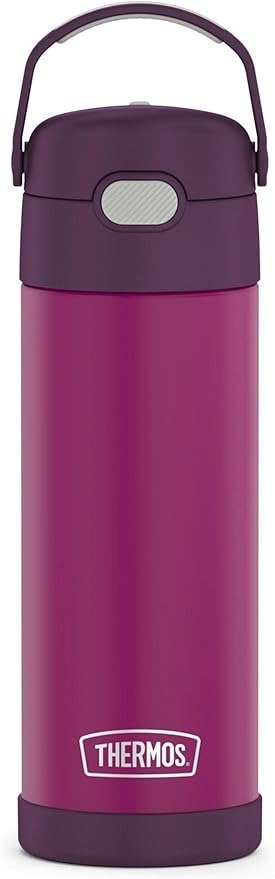 FUNTAINER 16 Ounce Stainless Steel Vacuum Insulated Bottle with Wide Spout Lid, Red Violet