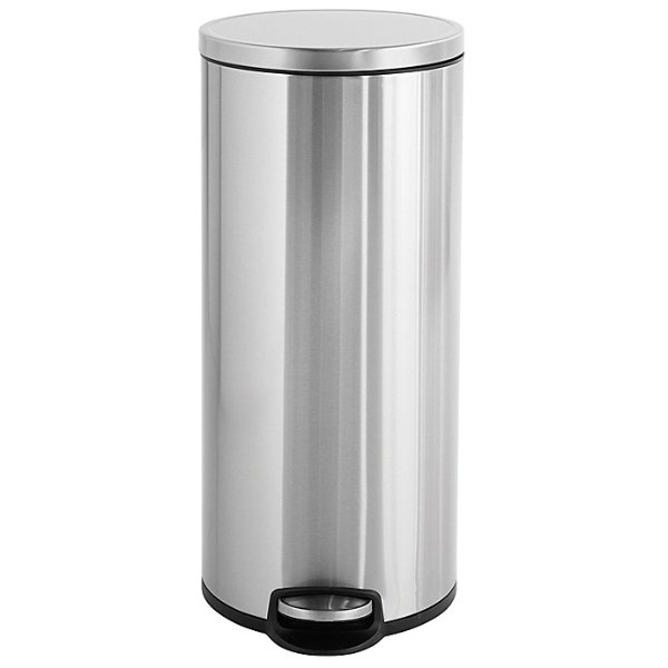 Squared Away™ Stainless Steel 30-Liter Round Step-On Trash Can | Bed Bath & Beyond