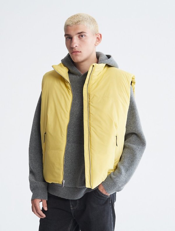 Recycled Nylon Full Zip Puffer Vest | Calvin Klein