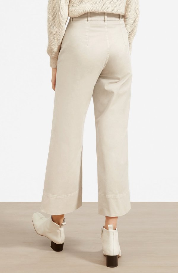 The Lightweight Wide Leg Crop Stretch Cotton Pants