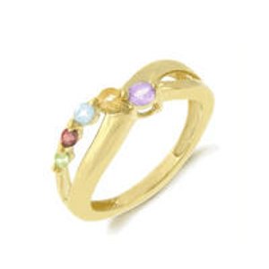 Gemstone Journey Criss Cross Ring in Gold Plated Sterling Silver