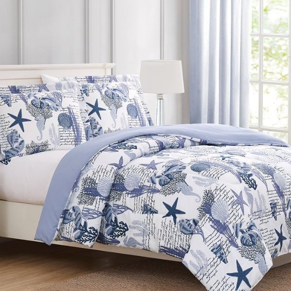 Sea Life Navy 2-Pc. Reversible Twin Comforter Set, Created for Macy's
