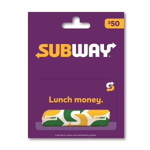 Today Only: SUBWAY $50 Gift Card