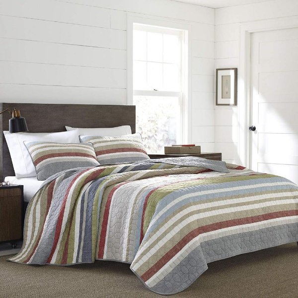 Salmon Ladder Multicolored King Quilt Set (3-Piece)