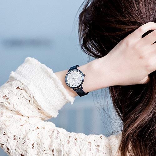 Elegant Fashion Women Watches Analog Quartz Genuine Leather Strap Stainless Steel Mesh Band Ladies Wristwatches
