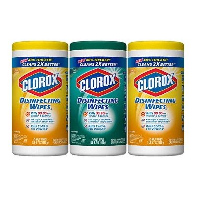 Clorox Disinfecting Wipes Value Pack, Crisp Lemon and Fresh Scent - 3 Pack - 75 Each