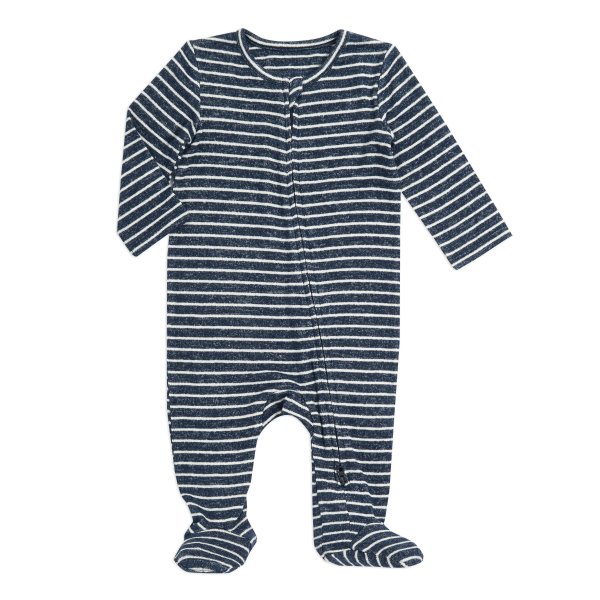 snuggle knit™ newborn footie navy stripe