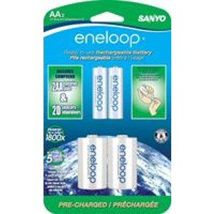 Sanyo eneloop AA with "D" Spacers, 1800 cycle, Ni-MH Pre-Charged Rechargeable Batteries