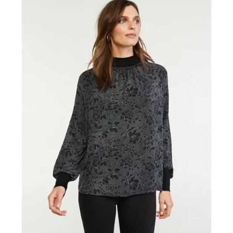 Ann Taylorextra 70% off 3 items, extra 60% off 2 sale itemsFloral Mock Neck Top | Ann Taylor