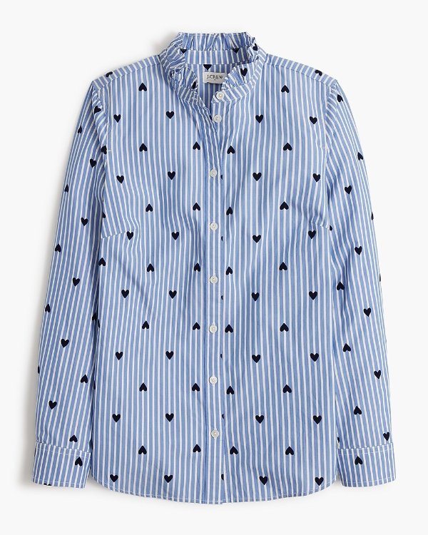 Hearts ruffleneck button-up shirt