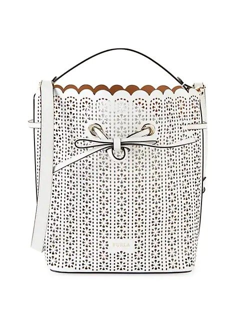 Costanza Perforated Leather Bucket Bag