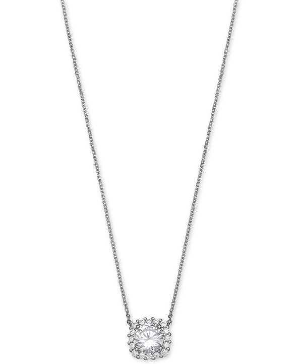 Cubic Zirconia Halo Pendant Necklace in Sterling Silver, Created for Macy's