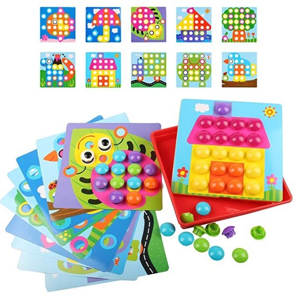 Color Matching Mosaic Pegboard Early Learning Educational Toys for Boys & Girls