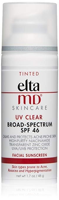 UV Clear Tinted Facial Sunscreen Broad-Spectrum SPF 46 for Sensitive or Acne-Prone Skin, Oil-free, Dermatologist-Recommended Mineral-Based Zinc Oxide Formula, 1. 7 oz