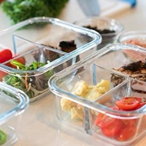 Prep Naturals [3-Pack] Glass Meal Prep Containers 3 Compartment - Food Storage Container Set