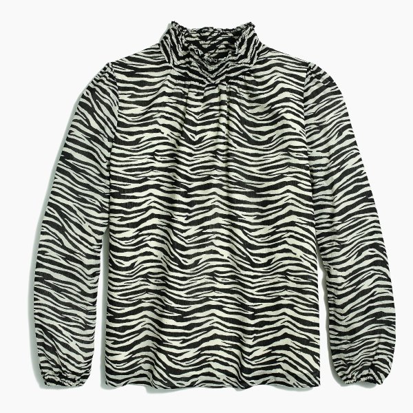 Zebra long-sleeve mockneck top