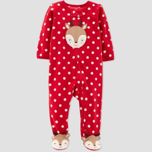 Baby Girls' Dot Reindeer Microfleece Sleep 'N Play - Just One You&#174; made by carter's Red