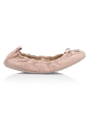 Croc Embossed Leather Ballet Flats