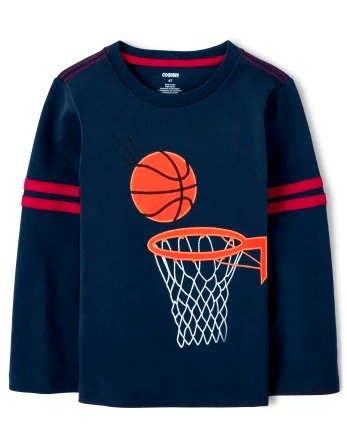Boys Long Striped Sleeve Embroidered Basketball Top - Future MVP | Gymboree