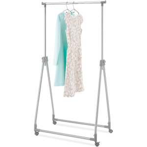 Whitmor Foldable Garment Rack - Rolling Clothes Hanger - Adjustable Height
