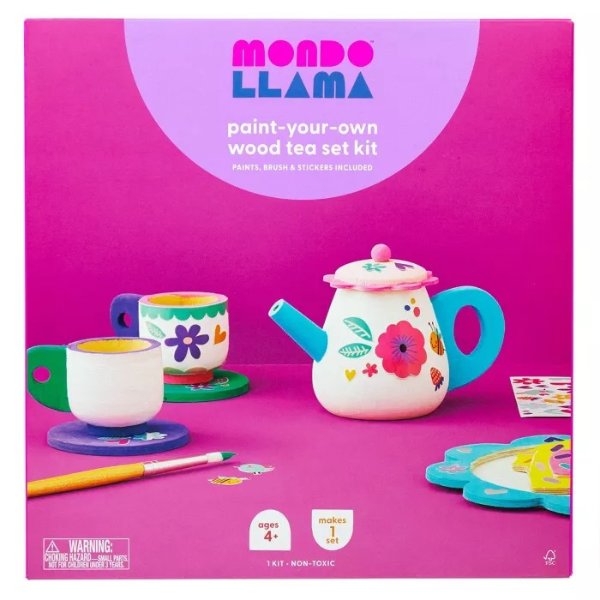 Paint-Your-Own Wood Tea Set Kit - Mondo Llama&#8482;