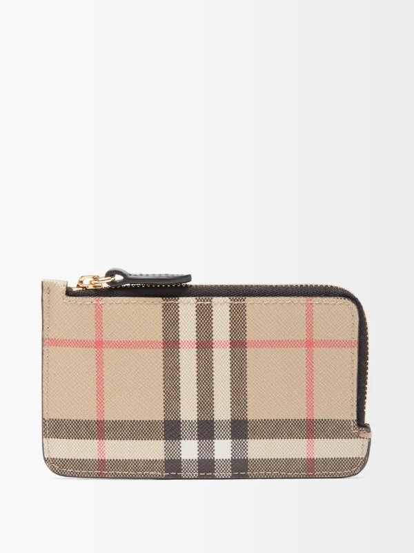 Somerset checked leather-trim cardholder | Burberry