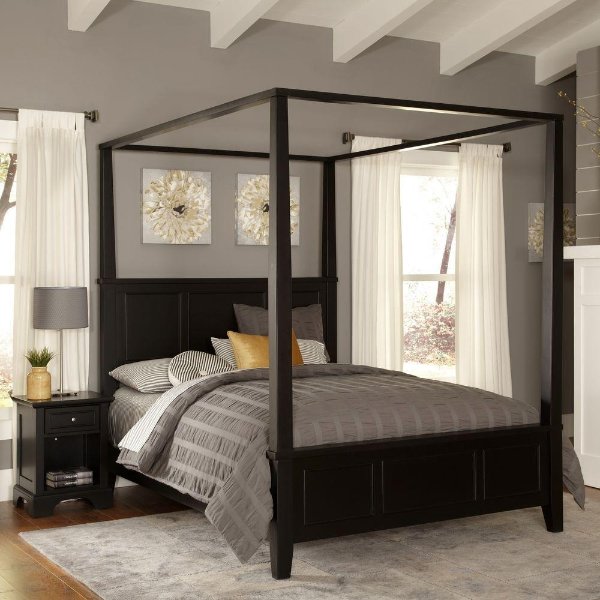 Bedford Black Queen Canopy Bed