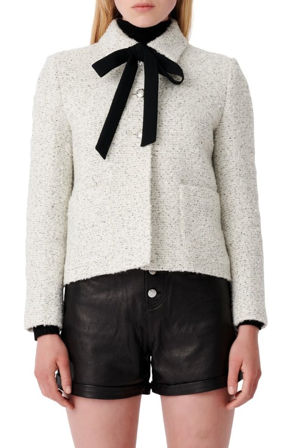 Bow Collar Tweed Jacket