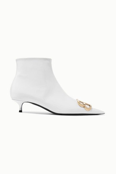 Knife logo-embellished patent-leather ankle boots