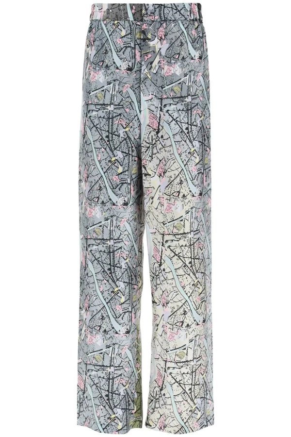 map silk trousers