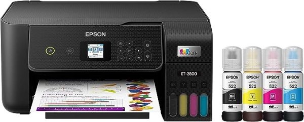 EcoTank ET-2800 Wireless Color All-in-One Cartridge-Free Supertank Printer with Scan and Copy a€“ The Ideal Basic Home Printer - Black, Medium
