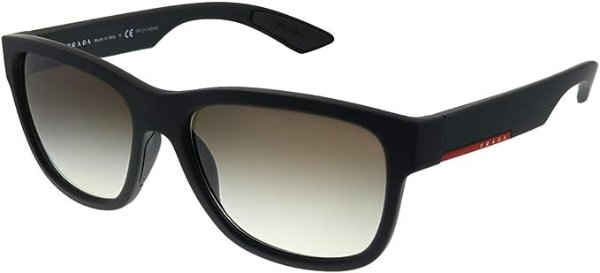Lifestyle PS 03QS DG00A7 Black Rubber Plastic Rectangle Sunglasses Grey Gradient Lens